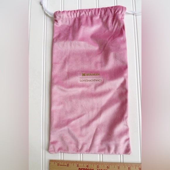 STANLEY Love Shack Fancy Tumbler Drawstring Velvet Storage Bag Pouch Pink - Picture 6 of 7